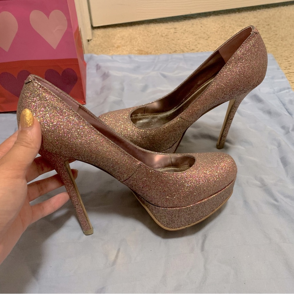 Bakers platform pink glitter shoes